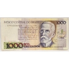 BRAZIL 1971 . ONE THOUSAND 1,000 CRUZADOS BANKNOTE . ERROR . WET INK TRANSFER